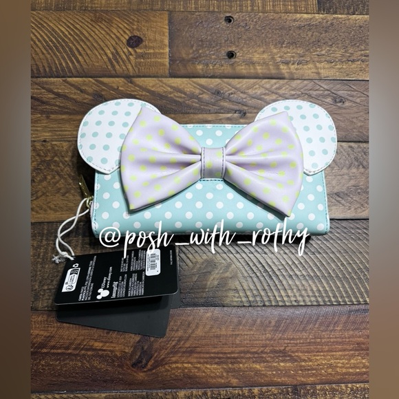 Loungefly Disney Minnie Mouse Pastel Polka Dot Zip Around Wallet, NWT - Picture 2 of 9